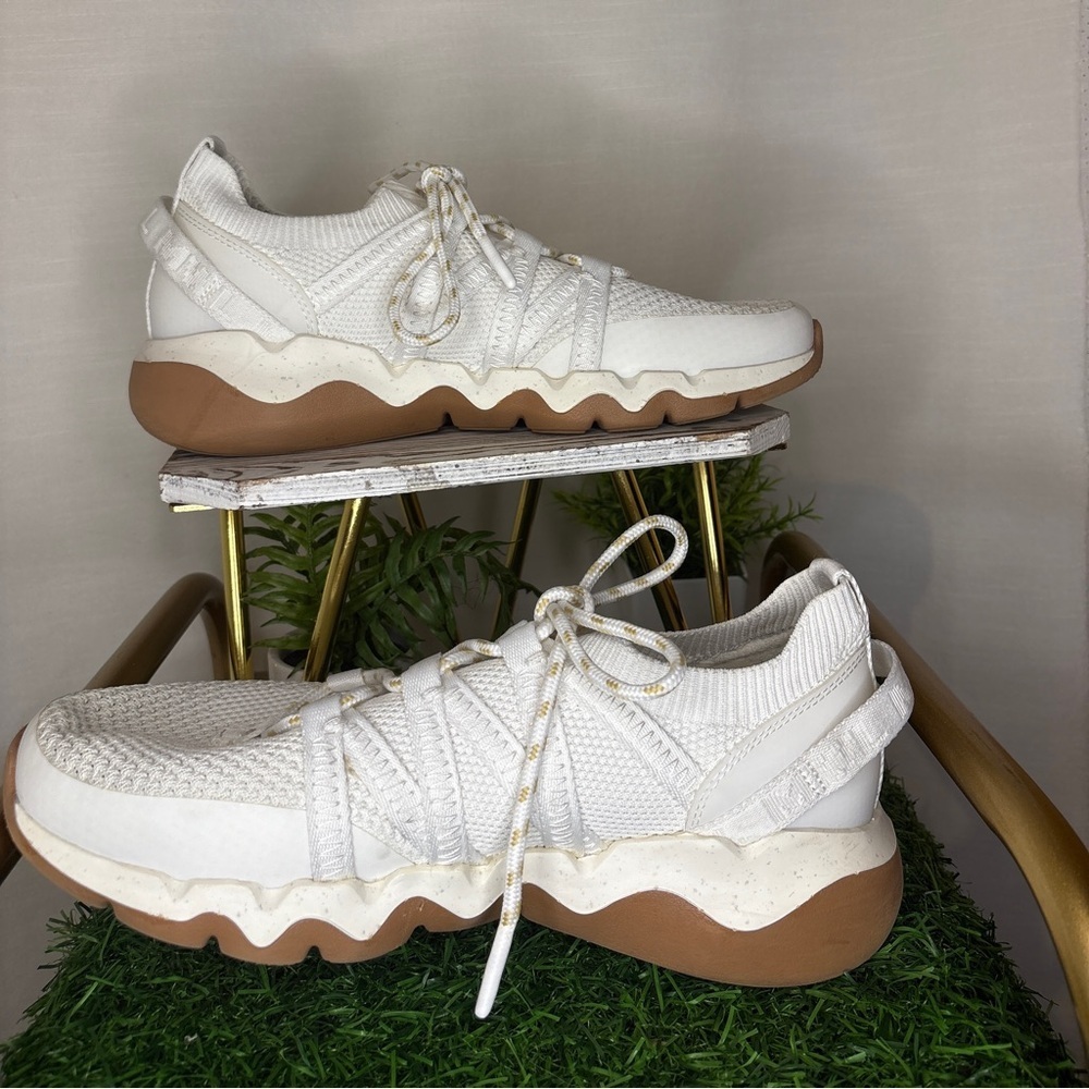 Madewell MWL unisex White and Brown Knit Sneakers Womens 10M Men’s 8.5M
